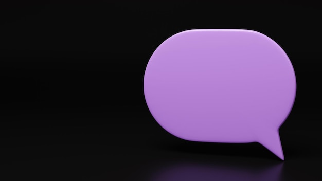 Purple speech bubble on a black background