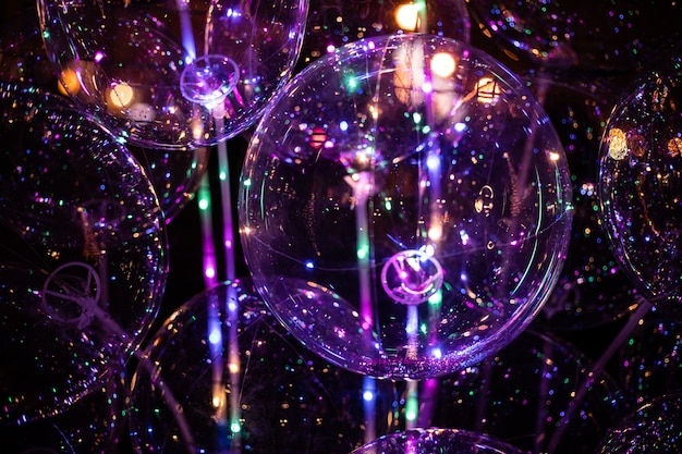 Purple sphere magic lights on black background