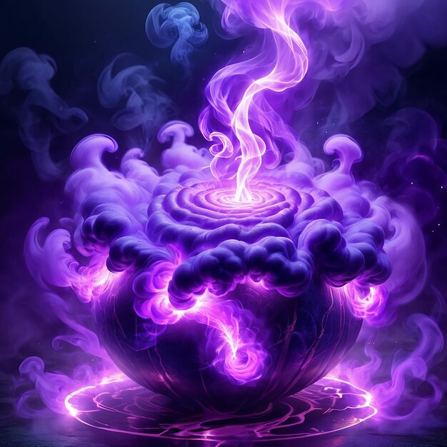 a purple sphere with purple and purple clouds in the middle