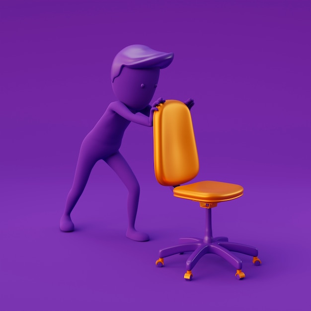 Purple stickman with chair