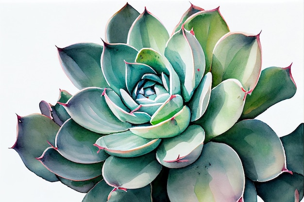 Purple succulents echeveria watercolor illustration botanical painting AI Generated