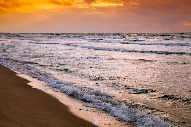 Purple sunrise over sea