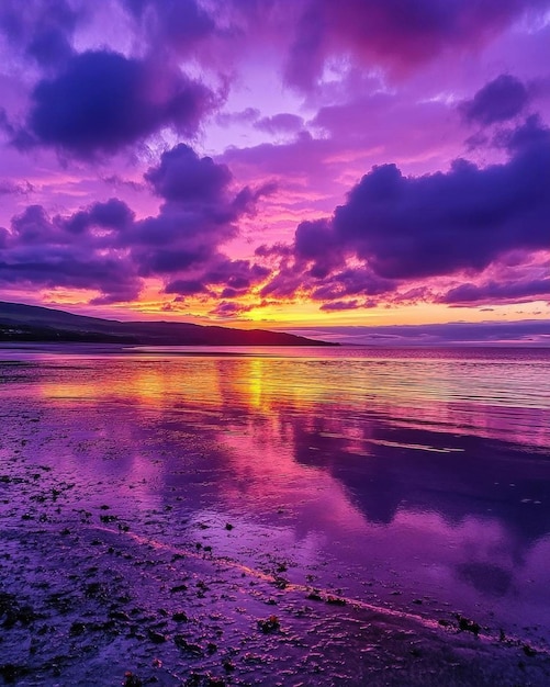 Photo purple sunset over coastal waters