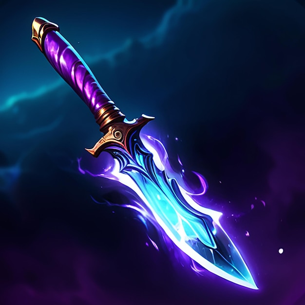 a purple sword with a purple background and a purple background with a purple background