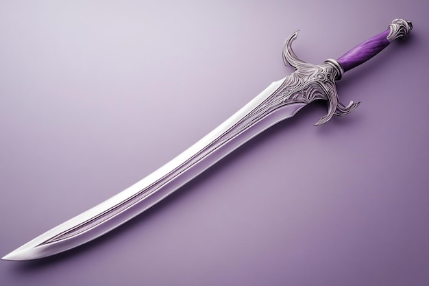 a purple sword with a purple handle on a purple background