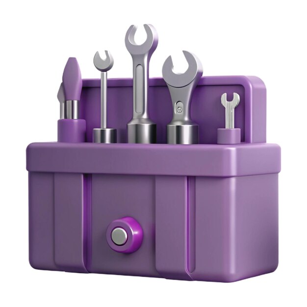 a purple tool box with a wrench on it