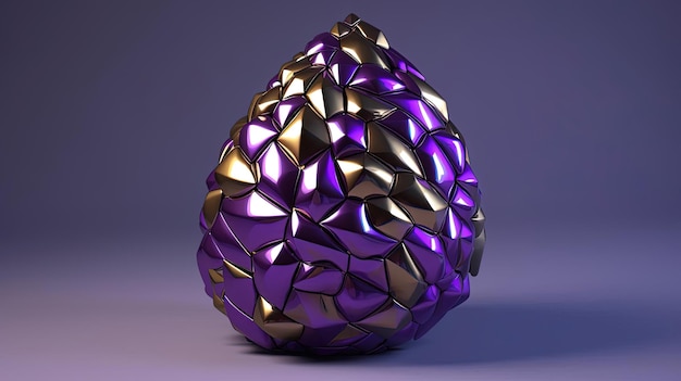 a purple triangle egg in the style of jumbled geometric compositions