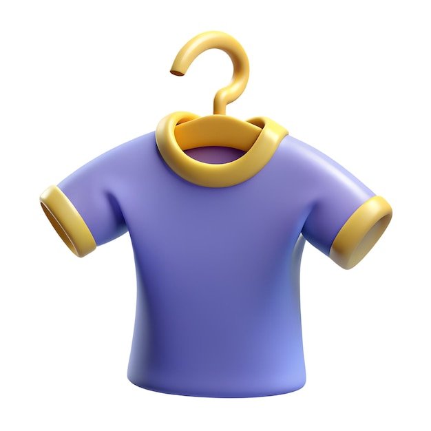 purple tshirt on hanger 3D rendered