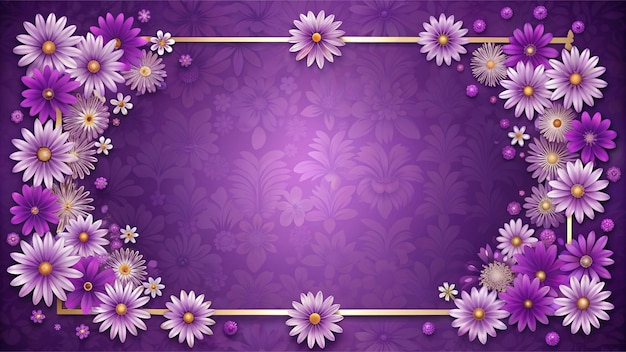 a purple wall with flowers and a frame with purple flowers