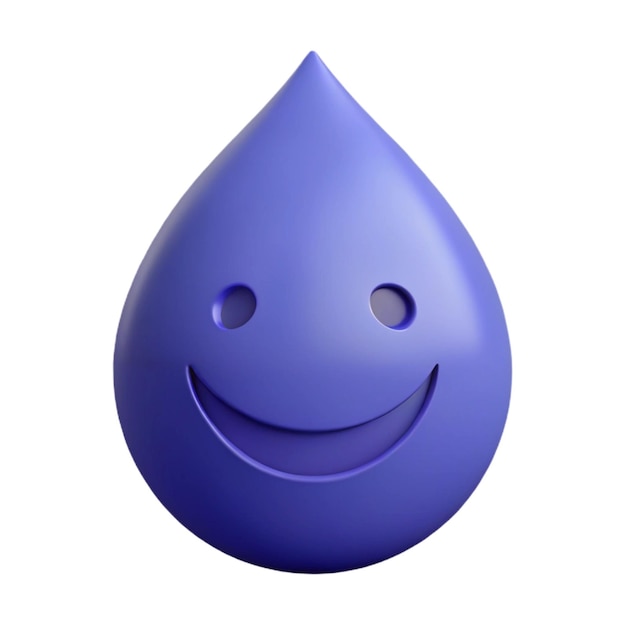 a purple water drop with a smiley face on it