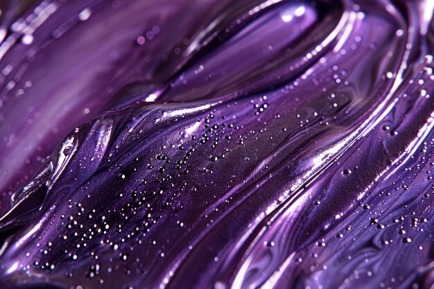 Purple Wave Design Closeup of Nail Polish Texture with Purple Enamel Waves for Cosmetic or