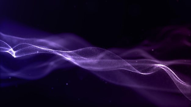 Purple wave flow particles Digital cyberspace abstract background