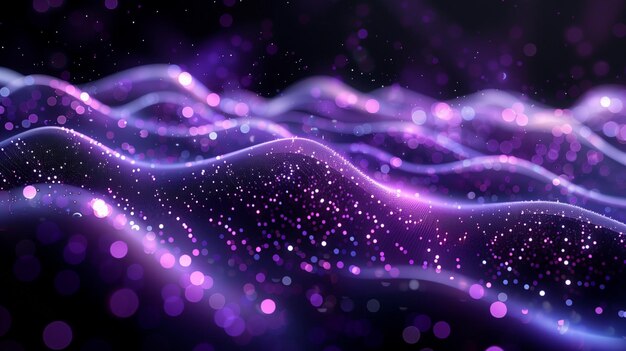 A purple wave of glittery particles