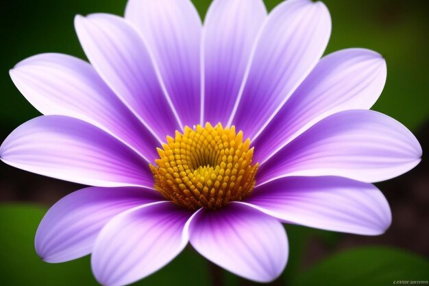 a purple and white flower with a yellow center