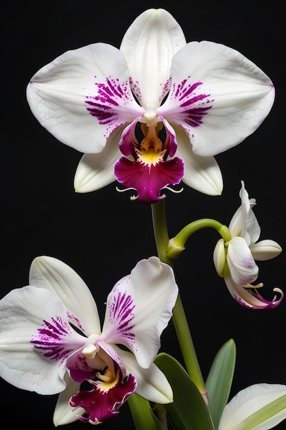 Photo a purple and white orchid with purple and white flowers orchid flowers a powerful expression