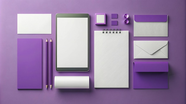 a purple and white tablet with a purple cover and a purple pencil