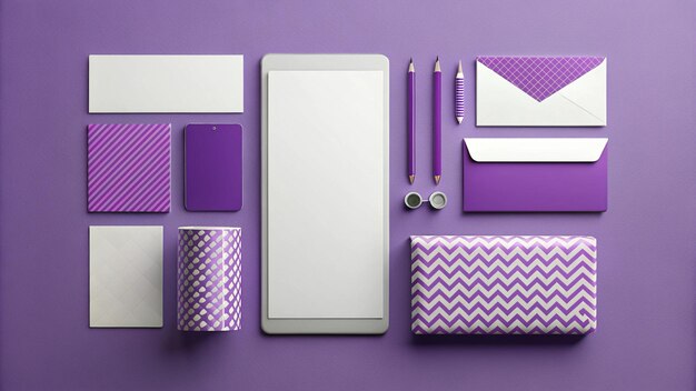 Photo a purple and white tablet with purple and white stripes