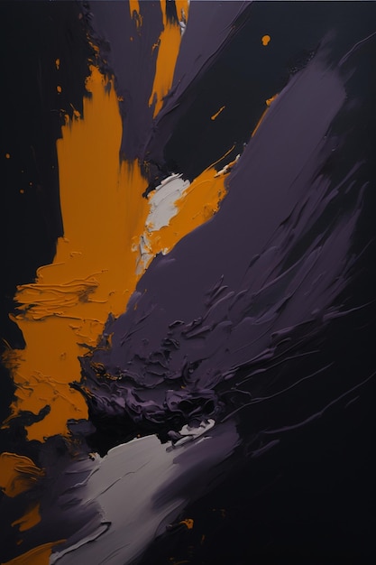 Purple and yellow abstract painting on a black background generative ai