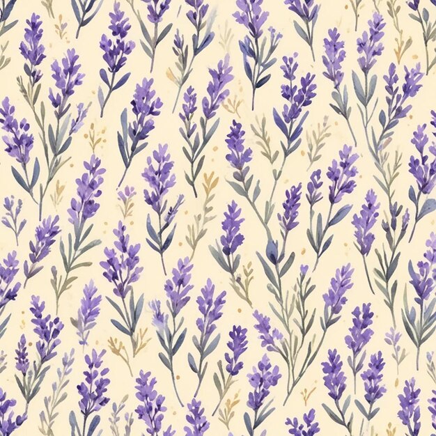 Photo a purple and yellow floral pattern with the lavender flowers