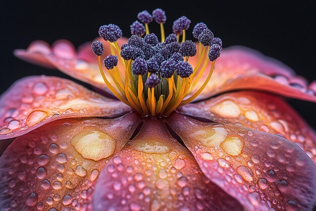 A purple and yellow flower with the yellow center