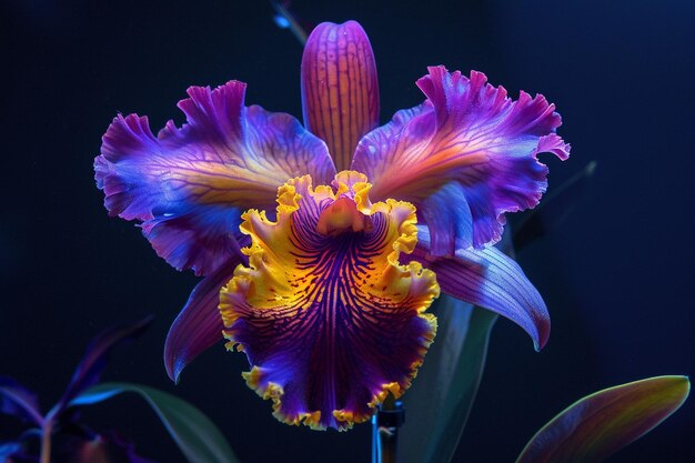 A purple and yellow orchid showcasing a beautiful contrast of hues