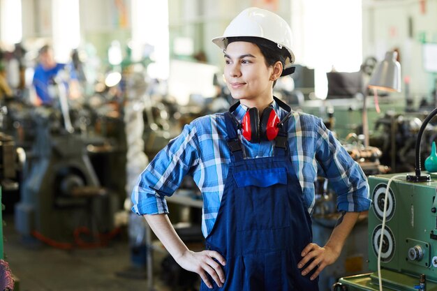 Purposeful skilled factory worker