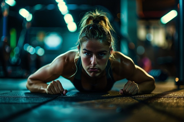 Photo push ups in the gym