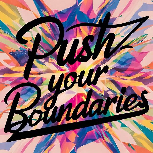 Photo push your boundaries colorful background and text tshirt design motivational quote illustration typography