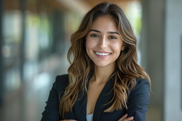 Putting on fine attire a selfassured businesswoman smiles