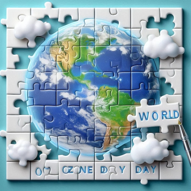 a puzzle with the word world on it