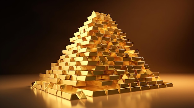 A pyramid of gold bars Concept of enrichment wealth