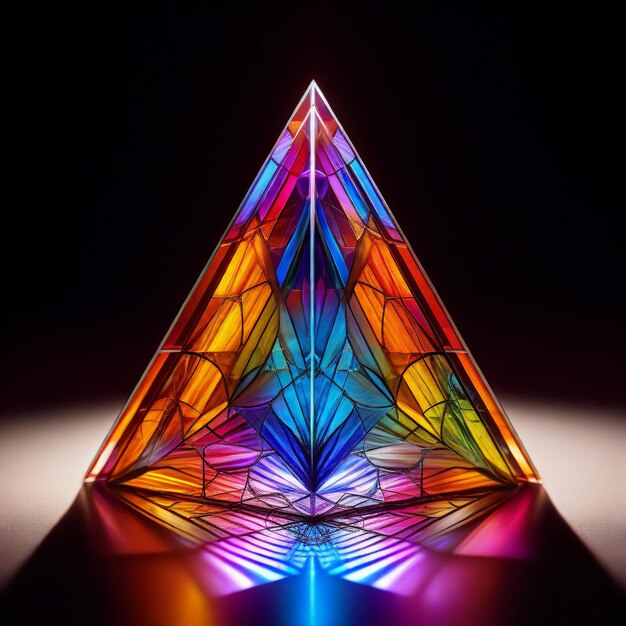 Photo a pyramid made of multi colored glass with the word quot rainbow quot on it