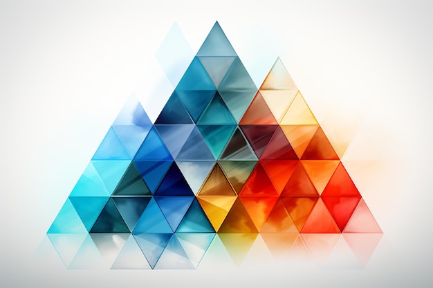 A pyramid made of triangles with different colors.