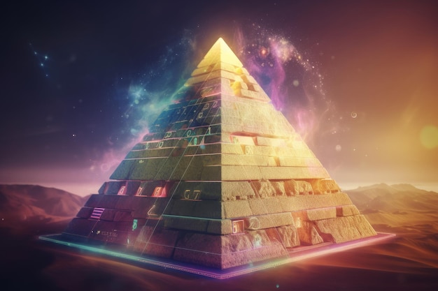 Pyramid radiating energy Futuristic light Generate Ai