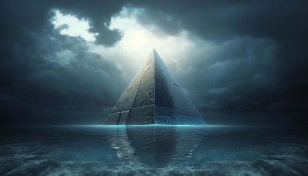 Pyramid in sea