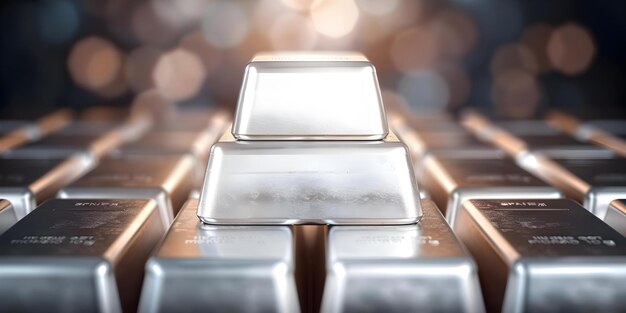 Photo pyramid of silver bars a modern symbol of wealth in a dynamic market concept finance investment precious metals wealth management market trends