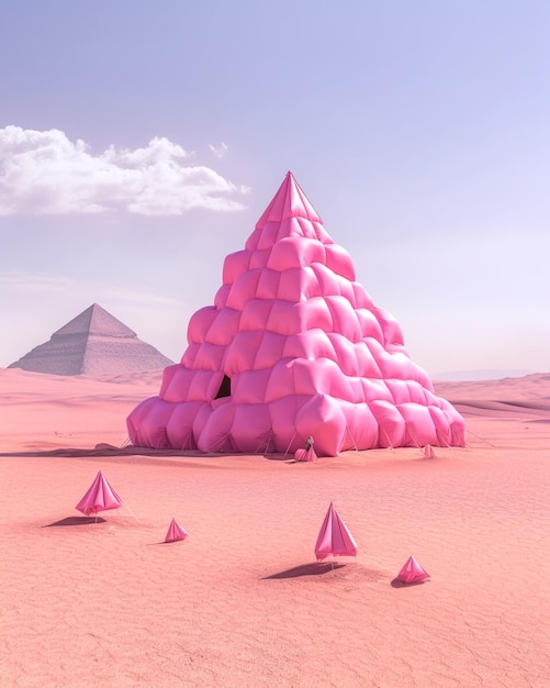 pyramids are shown standing in a desert