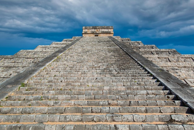 Pyramids of mayan city chichen itza in mexico merida