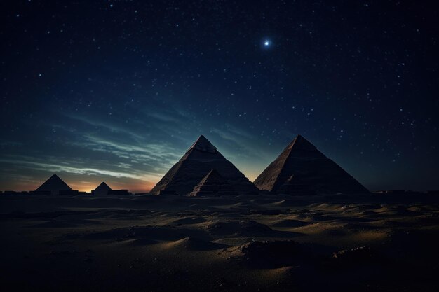 Photo the pyramids pyramid night architecture