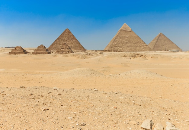 Pyramids with a beautiful sky of Giza in Cairo Egypt