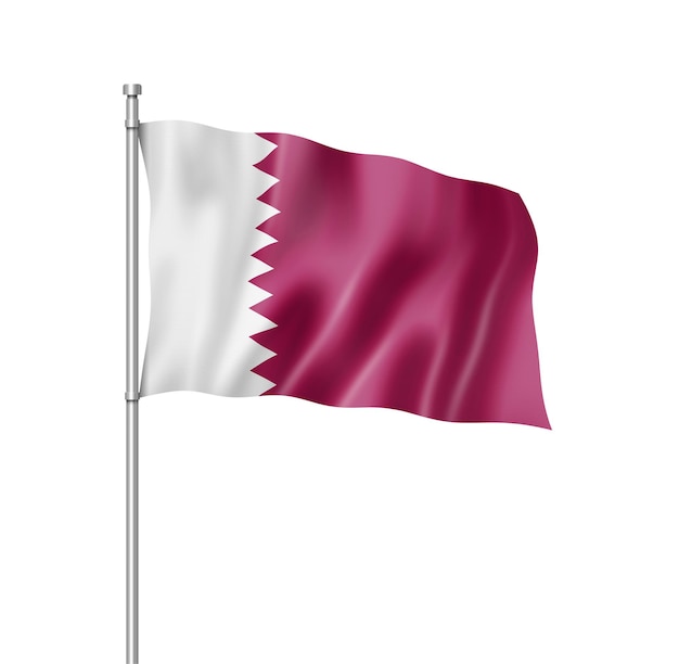 Qatar flag, three dimensional render, isolated on white