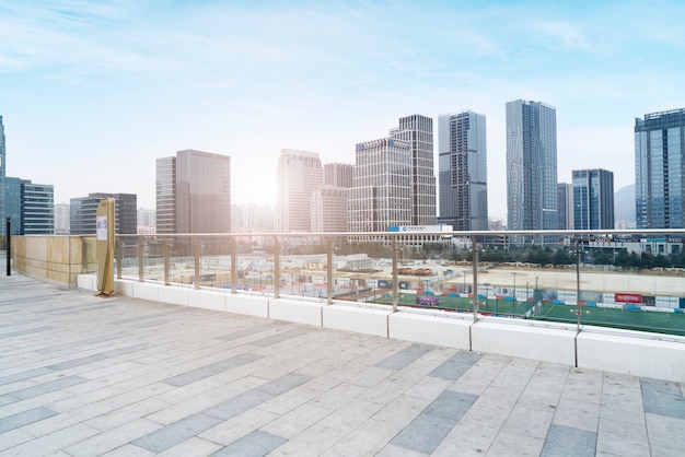 Qingdao city center square building landscape and urban skyline