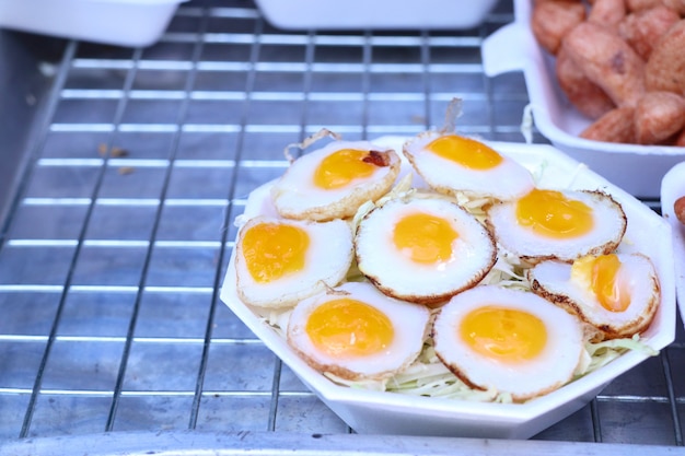 Quail eggs at street food