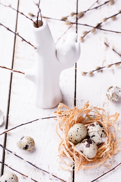 Quails egg .Easter background