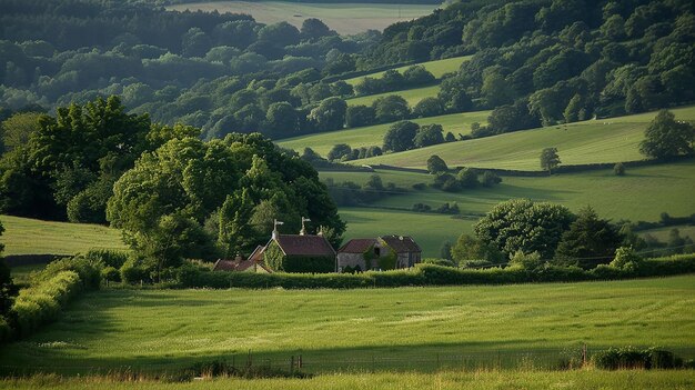 Photo quaint countryside rolling hills serenity