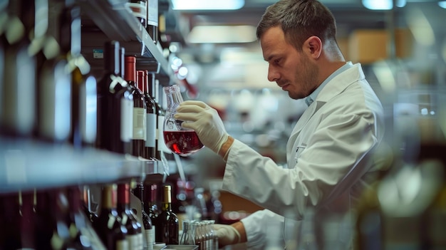 Photo quality control a real photo shot of quality control laboratories in the winery where samples of wine are tested for quality and consistency maintaining naturalness in the laboratory setting