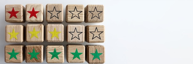 Quality rating and customer feedback in stars recommendations of users of services concept