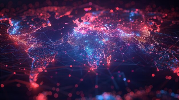 Quantum Computing Nodes Quantum computing nodes distributed strategically across the world map symbolizing cuttingedge computing infrastructure