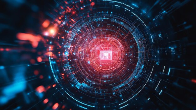 Photo quantum computing visualized as a futuristic system cracking encryption codes revolutionizing cybersecurity