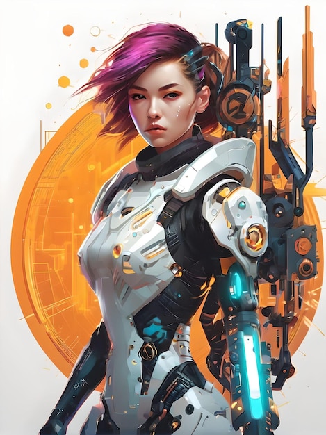 Quantum Echo Beautiful Young Cyberpunk Mechanical Girl